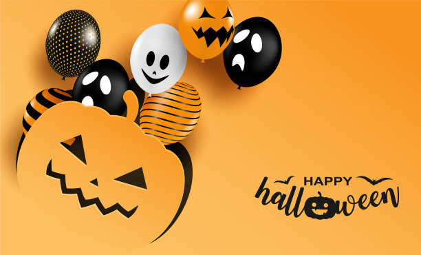 万圣节设计快乐气球派对上图片下载