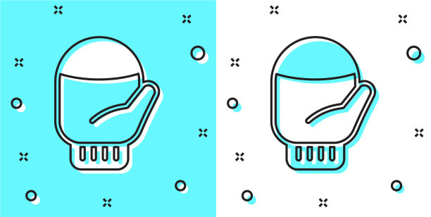 黑色线圣诞手套图标孤立在绿色图片下载