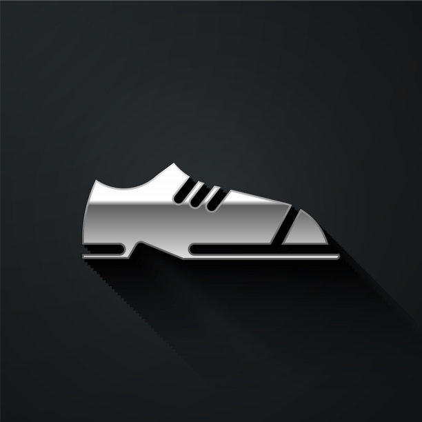 银色男鞋图标孤立在黑色背景图片下载