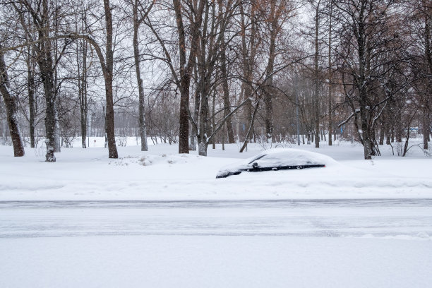 冬天的一天，一场大雪过后，停在路边的汽车都盖上了一层厚厚的雪。图片下载