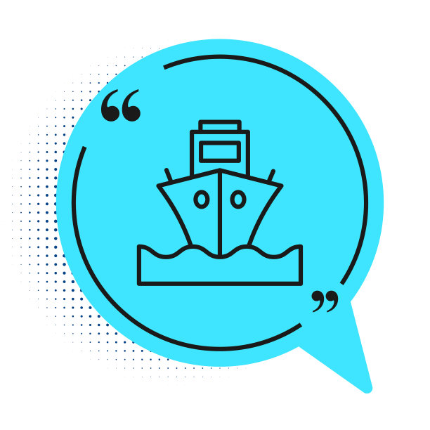 黑线货船图标孤立在白色上图片下载