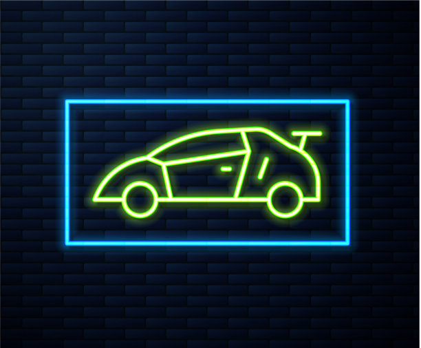 霓虹灯线运动赛车图标孤立图片下载