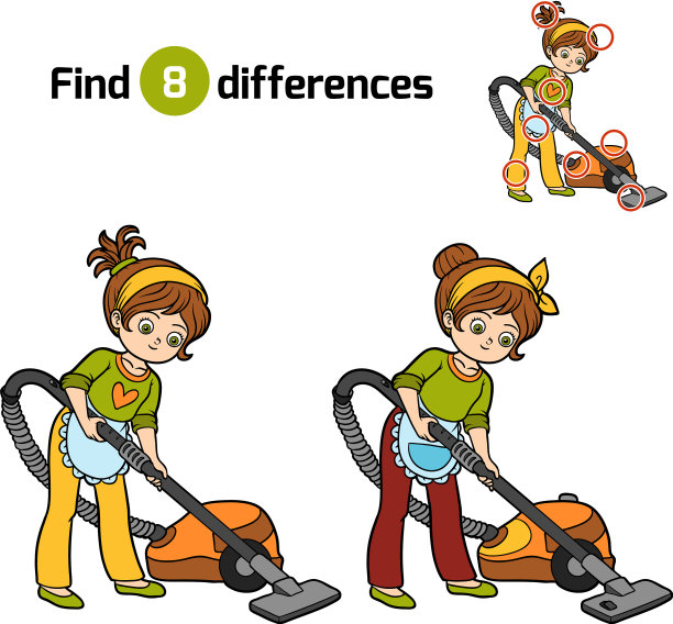 发现不同的儿童女孩与真空图片下载