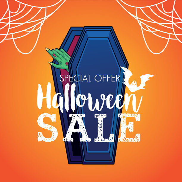 万圣节促销季节海报与手来图片下载
