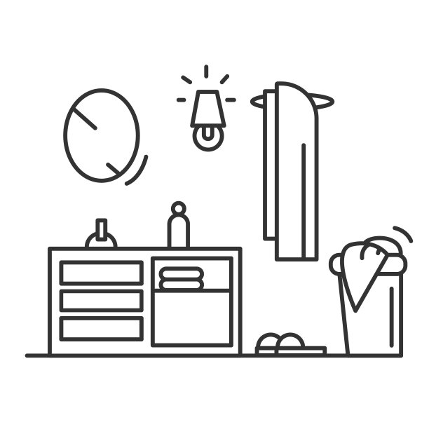 浴室图标洗涤台与毛巾和洗衣房图片下载