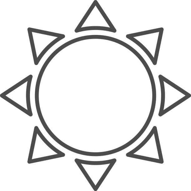 太阳夏天天气天空线图标风格图片下载