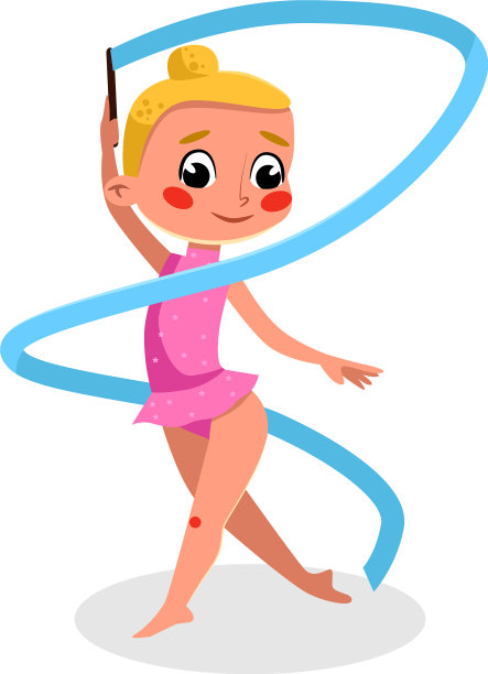 可爱的体操女孩和缎带小孩一起锻炼图片下载