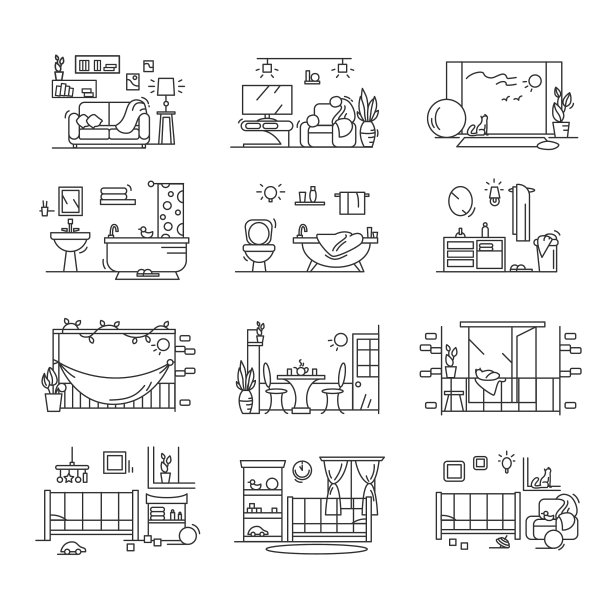 房子图标设置现代家庭室内图片下载