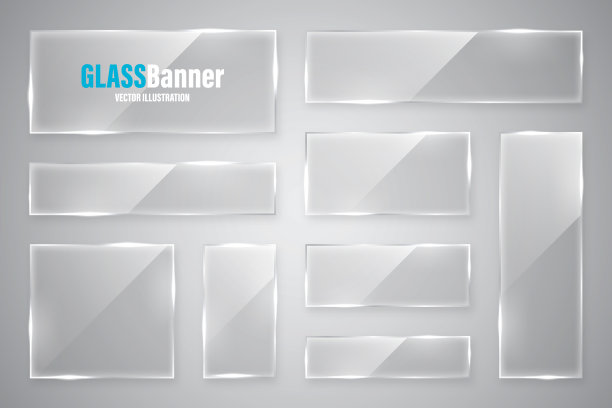 玻璃框架逼真光泽透明玻璃图片下载