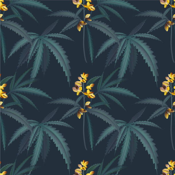 大麻叶复古图案热带丛林图片下载