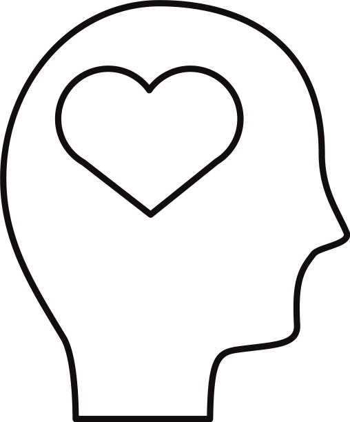 头部人体轮廓与心形线风格图标图片下载