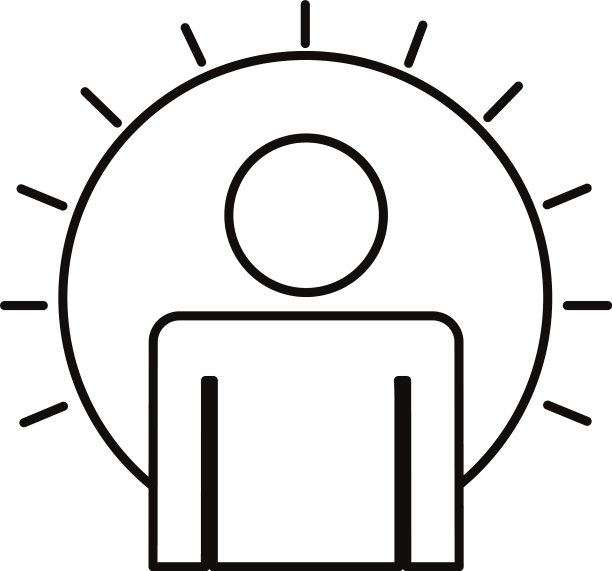 太阳线条风格的人形轮廓图标图片下载