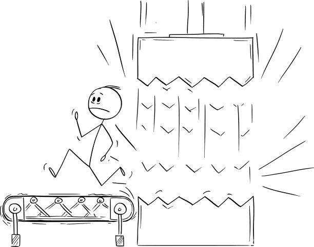 卡通人物或商人在传送带上奔跑图片下载