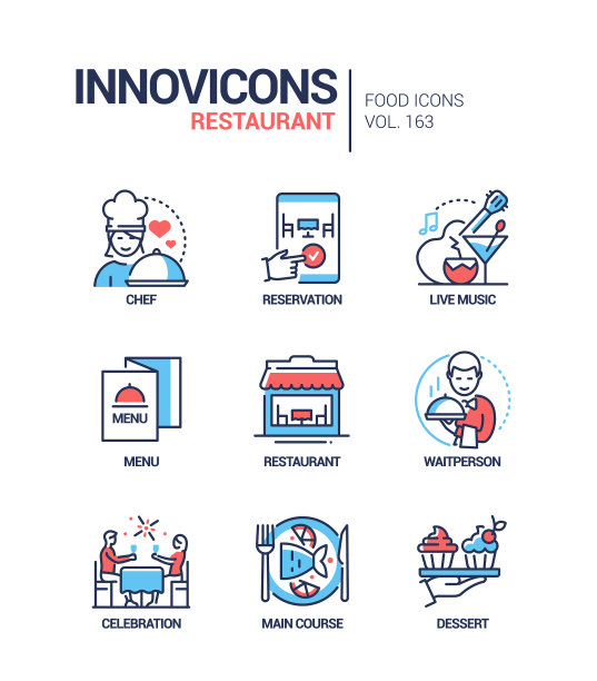 餐厅-现代线条设计风格图标集图片下载