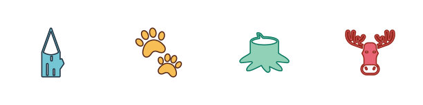 设置原木，爪印，树桩和驼鹿图片下载