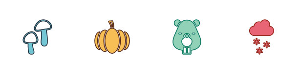 设置蘑菇南瓜海狸动物和云图片下载