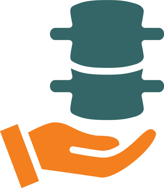 人体脊柱上的手彩色图标护理救援图片下载