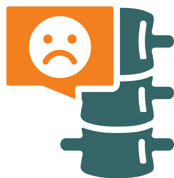 脊柱与悲伤的脸在聊天气泡彩色图标图片下载