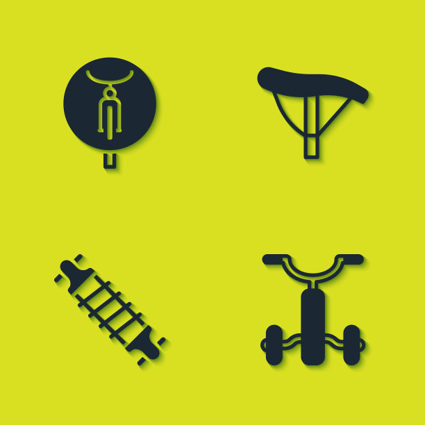 设置儿童自行车悬挂和座椅图标图片下载