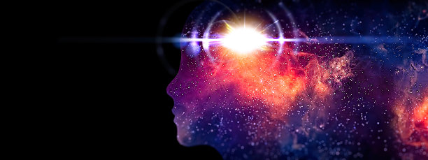 抽象的人物轮廓与科学技术的概念图片下载