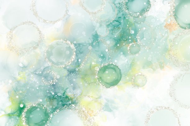 美丽时尚的水墨背景。柔和的色彩和金色的细节。图片下载