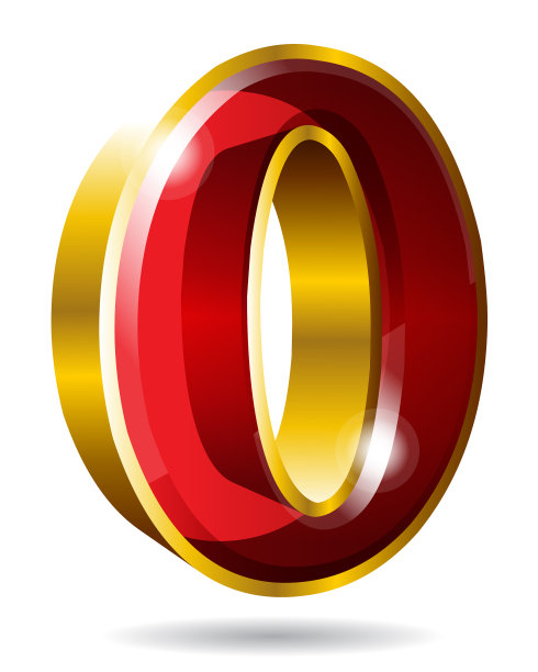 金色数字0隔离在白色背景图片下载