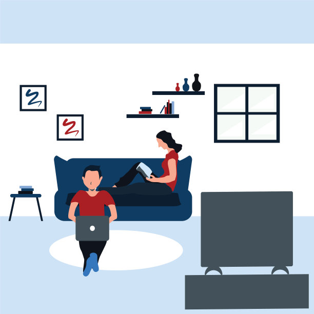 一个女人在看书，一个男人在上网图片下载