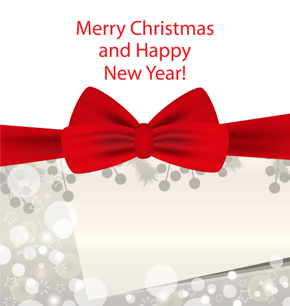 圣诞和新年银色背景与红色图片下载