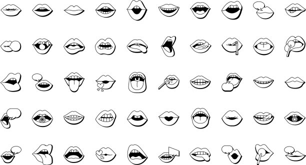 捆绑50张嘴和嘴唇设置图标图片下载