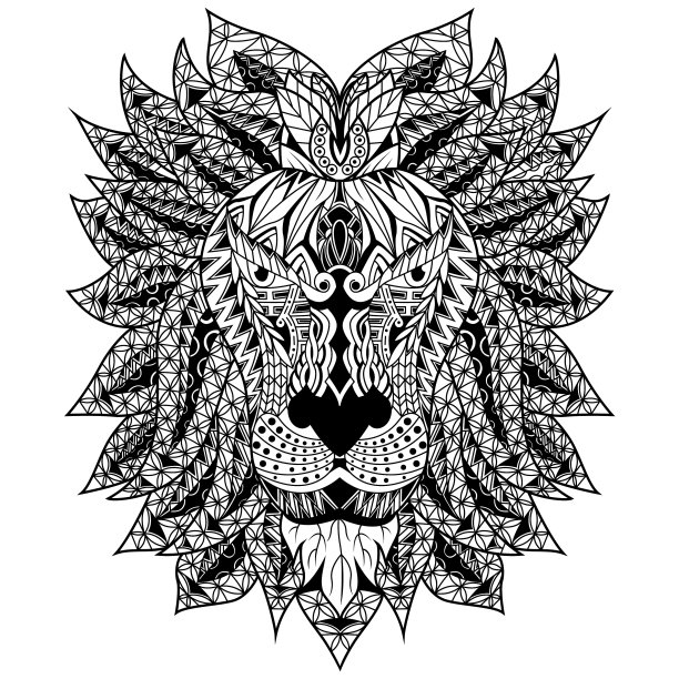 手画狮子头在zantangle风格图片下载