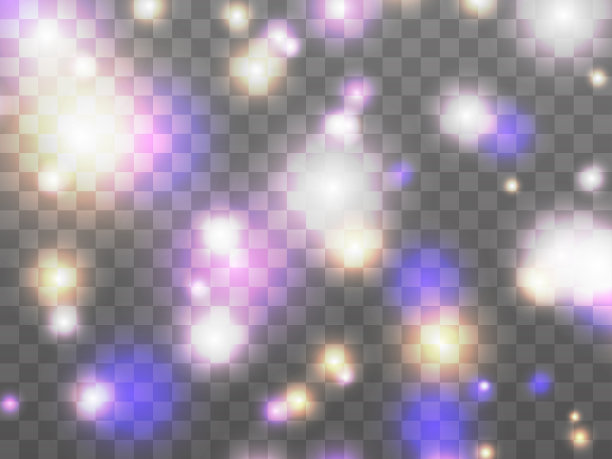 在透明背景上发光的光。发光的粒子，神奇的发光。闪闪发光的光。为横幅、海报和贺卡设计一个模板。矢量图图片下载