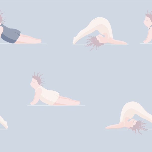 女孩做瑜伽无缝模式女人摆姿势瑜伽图片下载