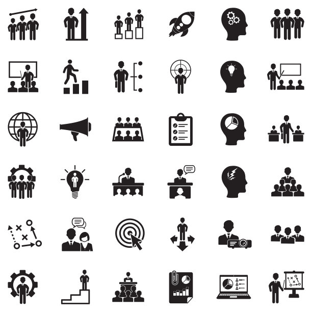 商业培训图标。黑色的平面设计。矢量插图。图片下载
