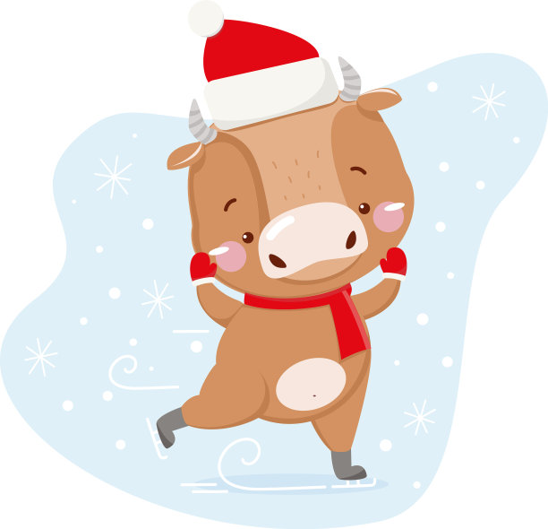 可爱的小牛中国新年2021年圣诞节图片下载