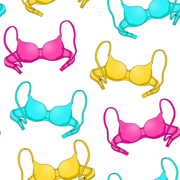 无缝图案的女性胸罩粉红色的黄色图片下载