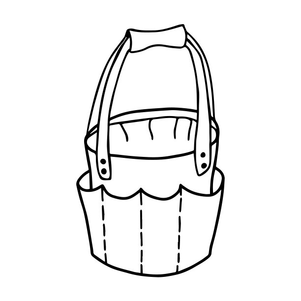 一个有长把手和口袋的包的草图。图片下载