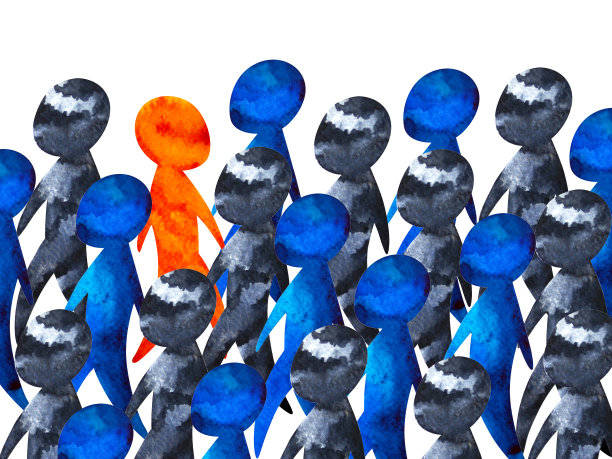 对比心灵人不同的人类精神抽象艺术自由群体有意识的水彩画插画设计图片下载