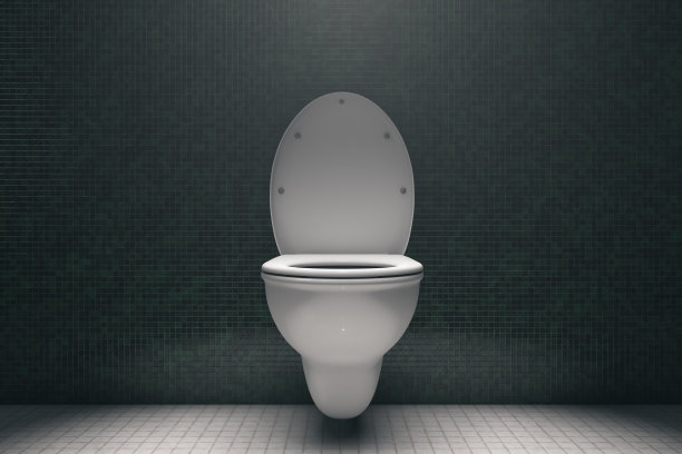 厕所的抽水马桶。戏剧性的照明。图片下载