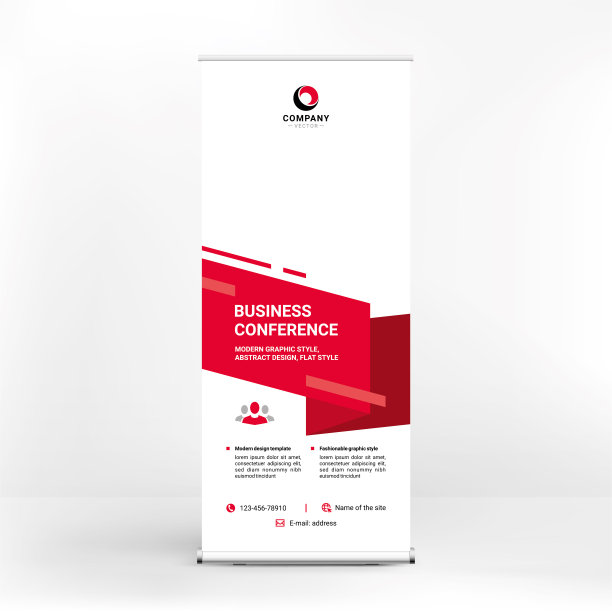 会旗设计，创意展位，商品和服务广告，现代平面风格，旗帜的研讨会。图片下载