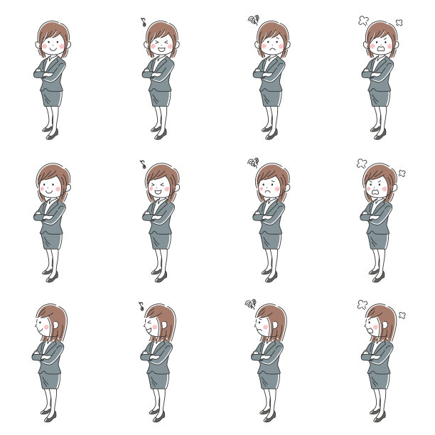 一个女商人双臂交叉的插图。图片下载