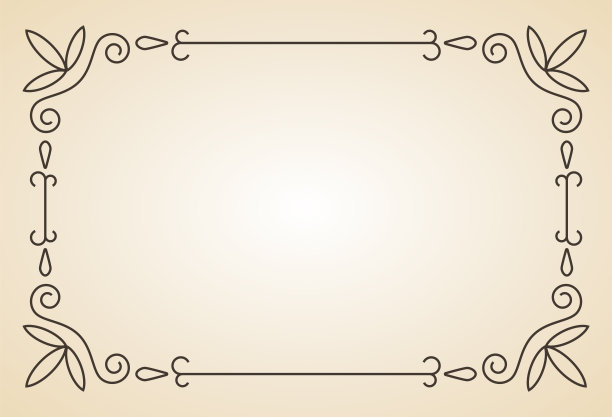 装饰框。古董书法仿古边框。华丽的书法长方形框架。镶框证书模板的金银丝线装饰图片下载