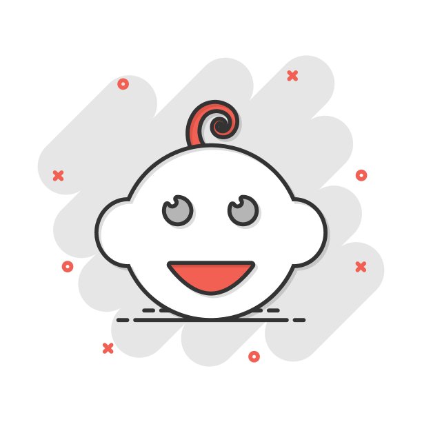 漫画风格的新生婴儿面部图标矢量卡通图片下载