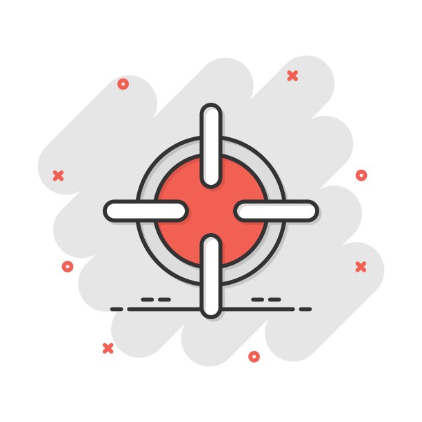 漫画风格的卡通目标图标矢量图：飞镖游戏，成功商业概念图片下载