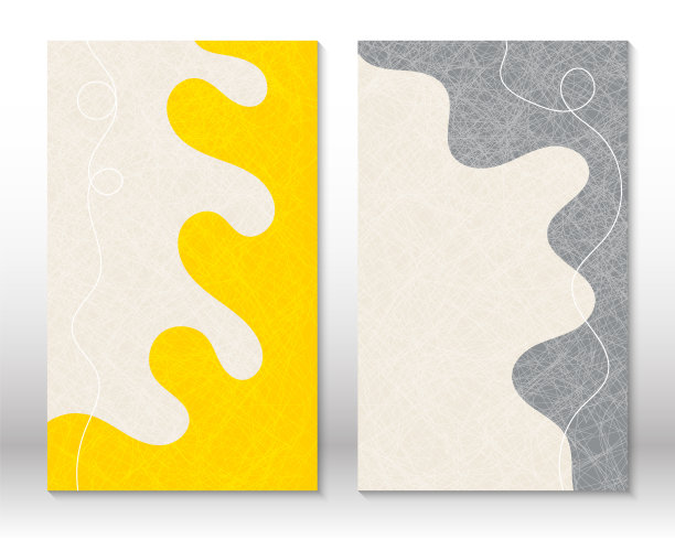 黄色,灰色的颜色。现代抽象绘画。流体几何形状的集合。抽象手绘水彩效果形状。家居装饰设计。现代艺术打印。当代设计。图片下载