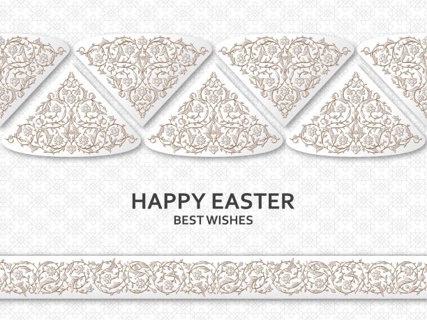 快乐的复活节背景与阿拉伯式花卉图案。良好的设计模板横幅，贺卡，传单图片下载