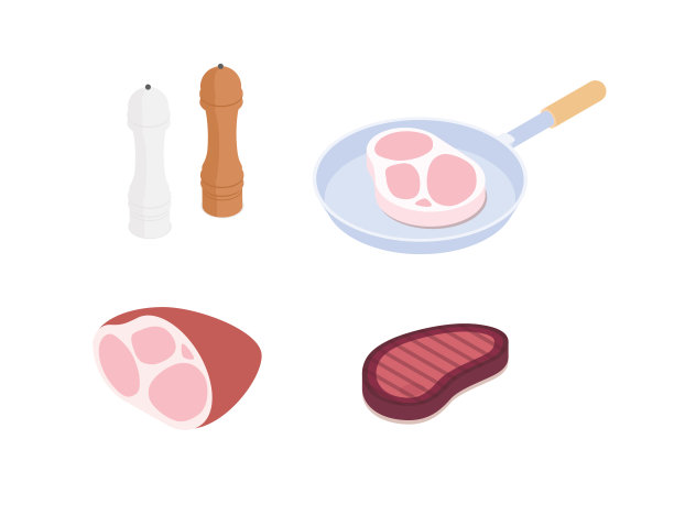 牛排等距矢量图图片下载