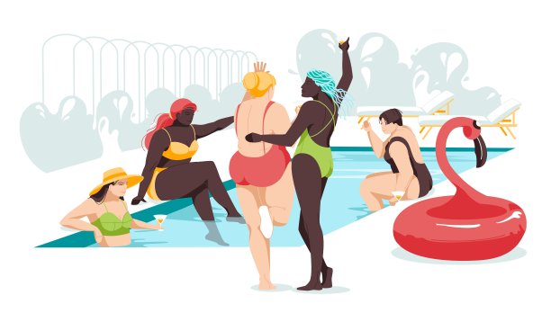 女人的友谊和关系。平面插图上的白色背景。身体正，加大尺寸图片下载