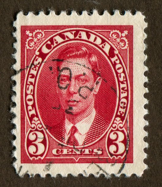 加拿大邮票:显示英国乔治六世国王肖像(1895-1952)- 3分1937年图片下载