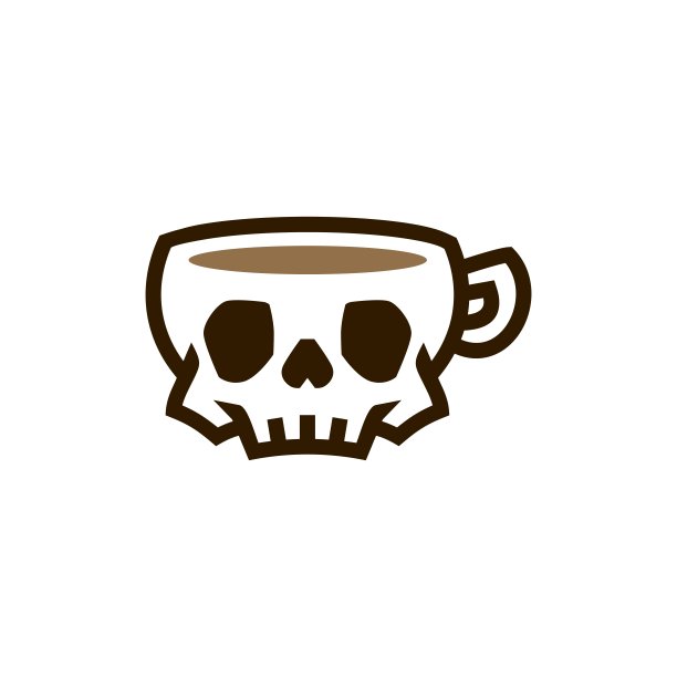 死亡咖啡骷髅杯喝矢量图标插画图片下载