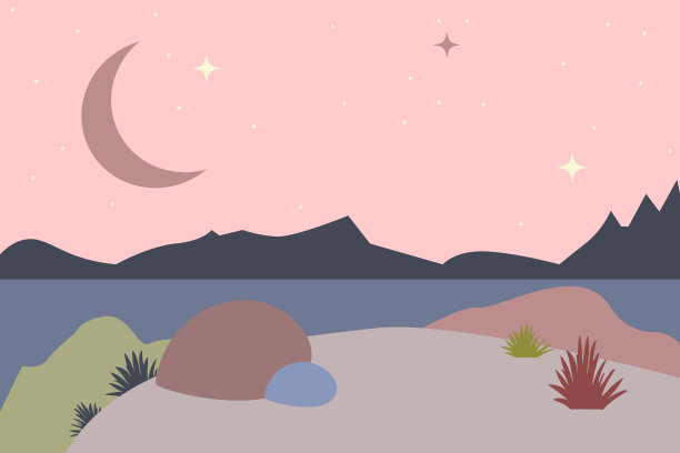 抽象的景观场景。矢量平面卡通插图图片下载